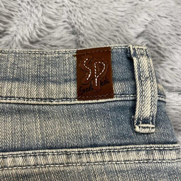 Sneak Peek Jeans Women 7 Boyfriend Distressed Ripped Light Wash Cuffed Denim - Picture 6 of 10